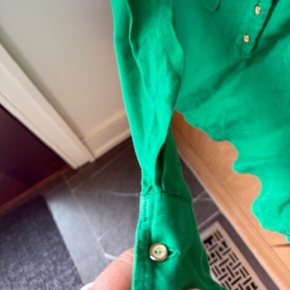 Pre-Loved Kelly Green Zara Coastal Popover with Gold Buttons - L - Picture 8 of 9